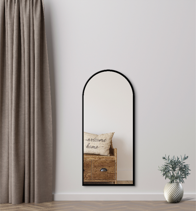 Arched Full Length Mirror 50×140 cm – Black Frame