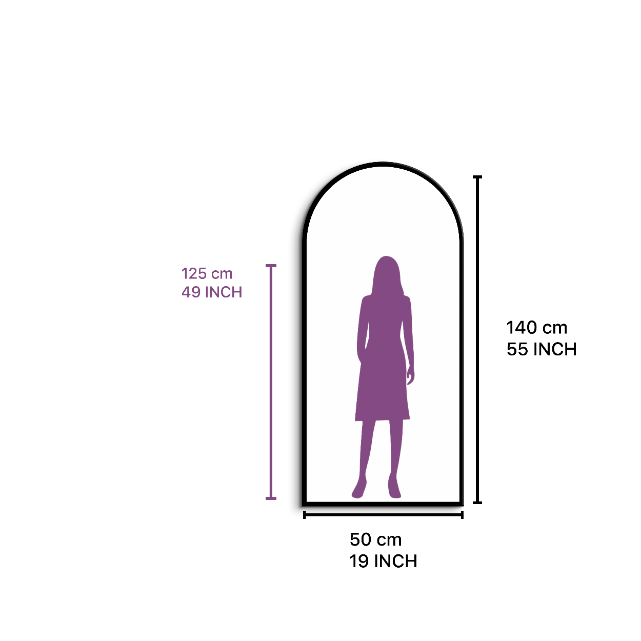 Arched Full Length Mirror 50×140 cm – Black Frame