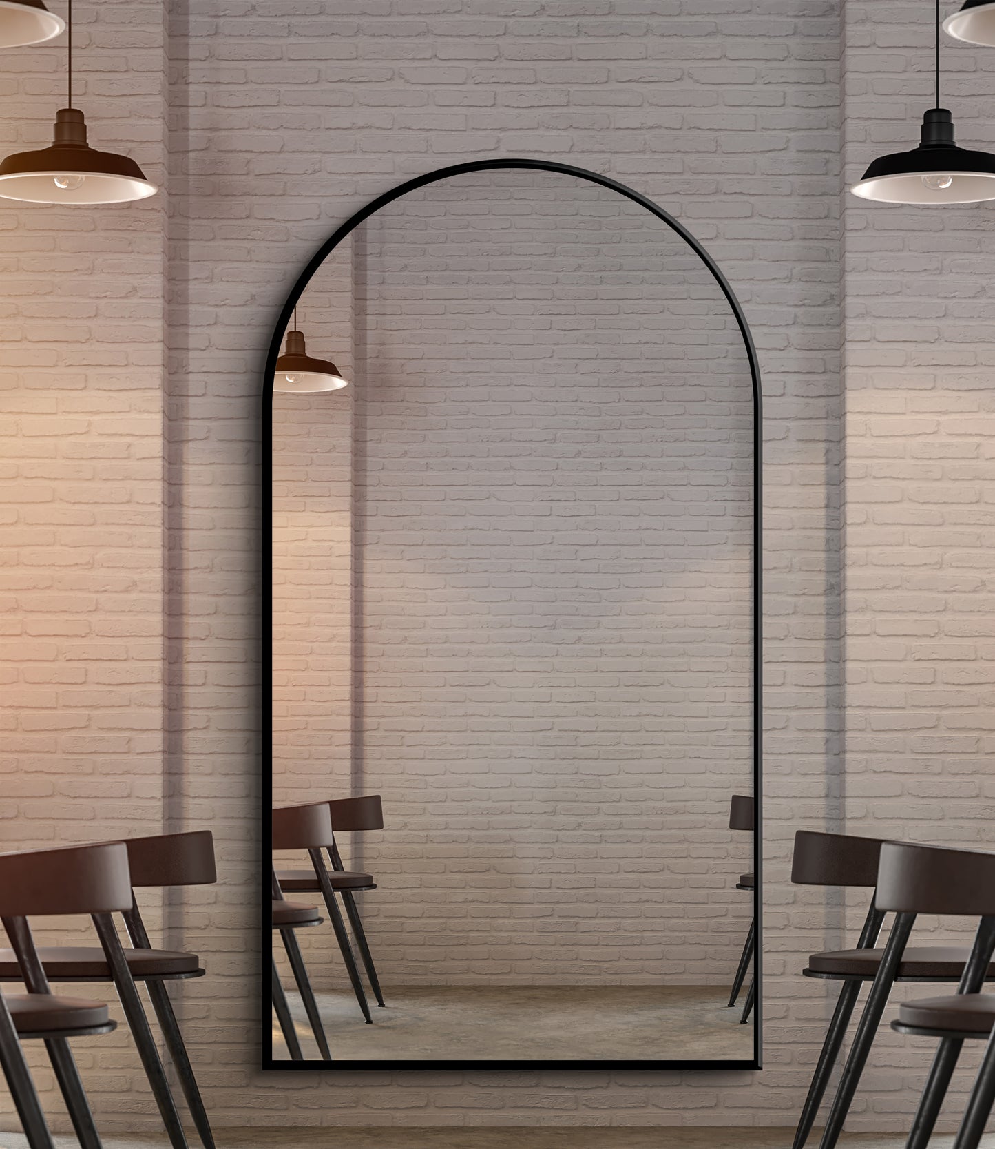 Arched Full Length Mirror 100×180 cm – Black Frame