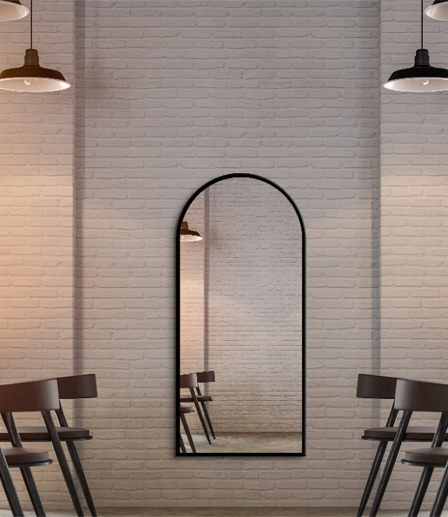 Arched Full Length Mirror 50×140 cm – Black Frame
