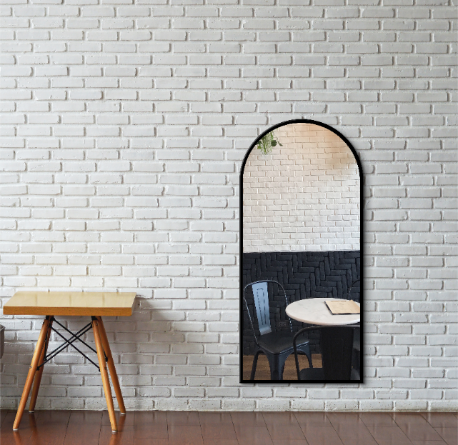 Arched Full Length Mirror 50×140 cm – Black Frame