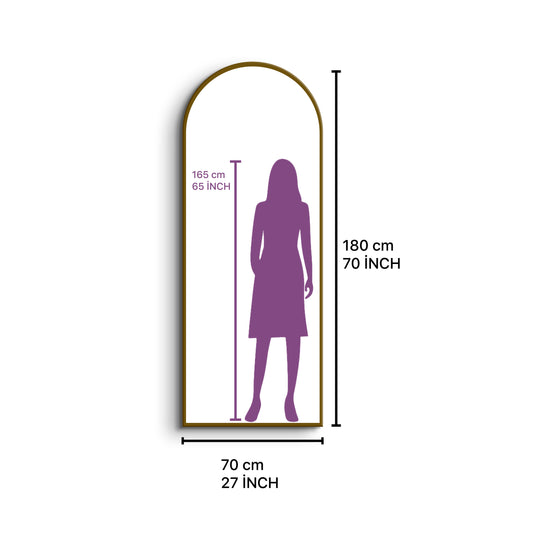 Arched Full Length Mirror 60×180 cm – Black Frame