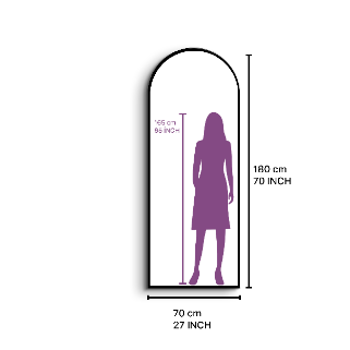 Arched Full Length Mirror 70×180 cm – Black Frame