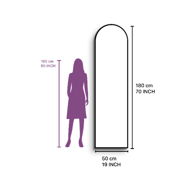 Arched Full Length Mirror 50×180 cm – Black Frame