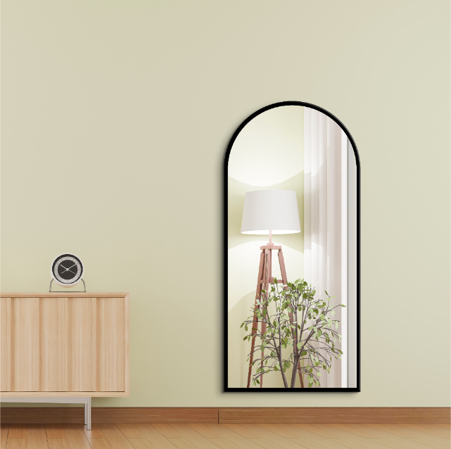 Arched Full Length Mirror 50×140 cm – Black Frame