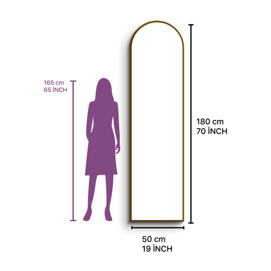Arched Full Length Mirror 50×180 cm – Gold Frame
