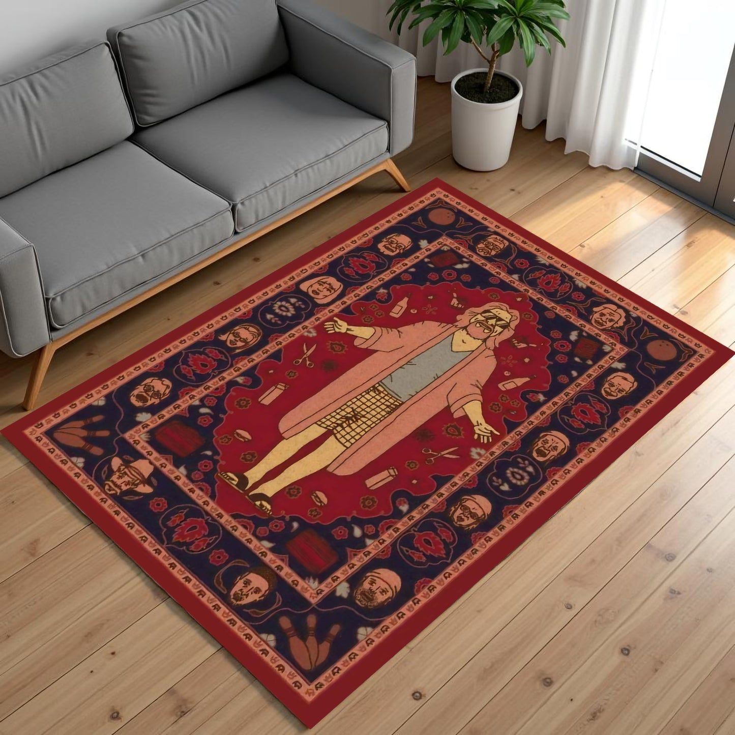 The Big Lebowski "The Dude" Art Rug – Retro Style Pop Art Wall or Floor Carpet
