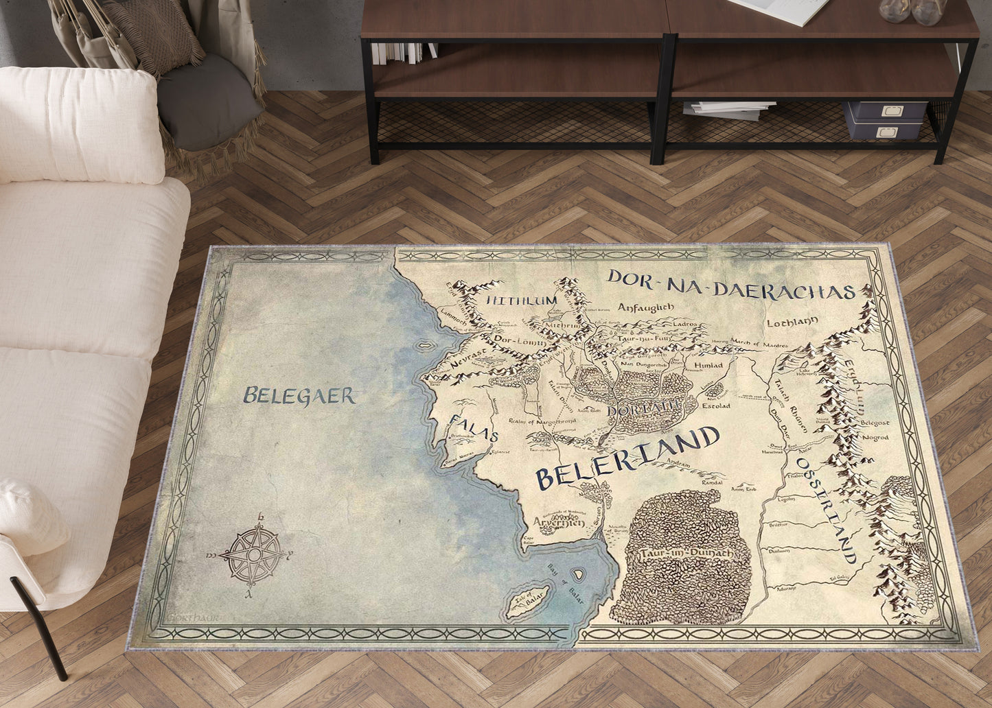 Vintage Fantasy Map of Beleriand – Middle-earth Inspired Wall Poster