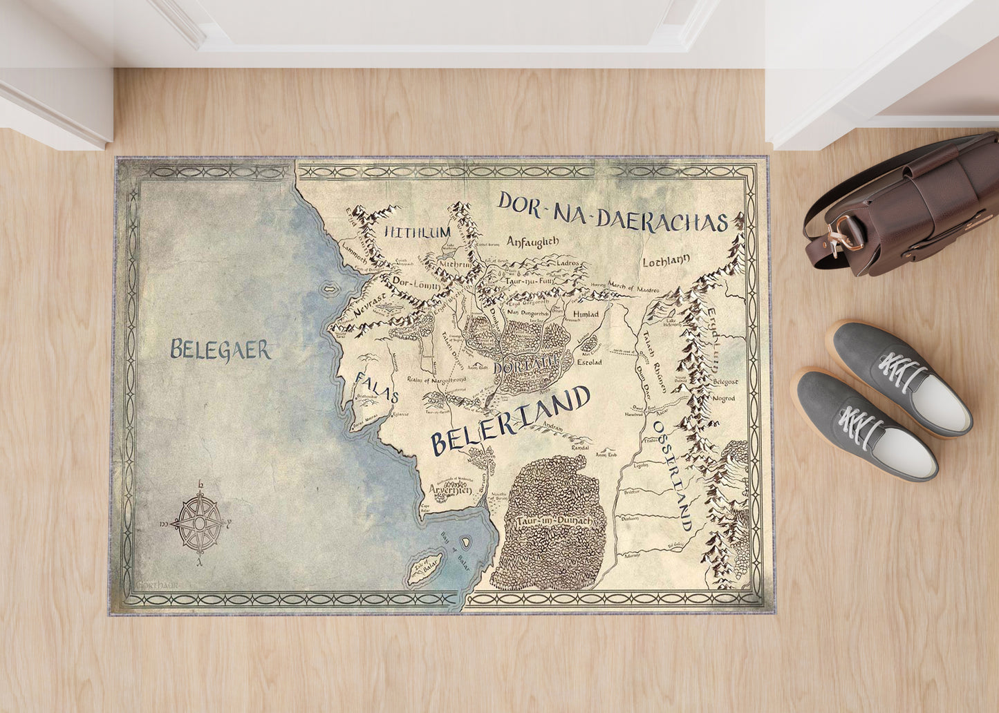 Vintage Fantasy Map of Beleriand – Middle-earth Inspired Wall Poster