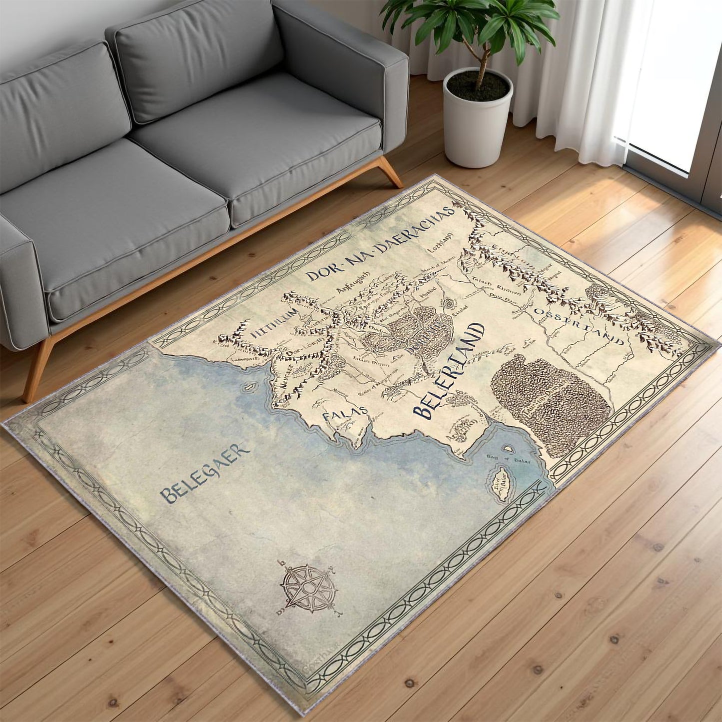 Vintage Fantasy Map of Beleriand – Middle-earth Inspired Wall Poster