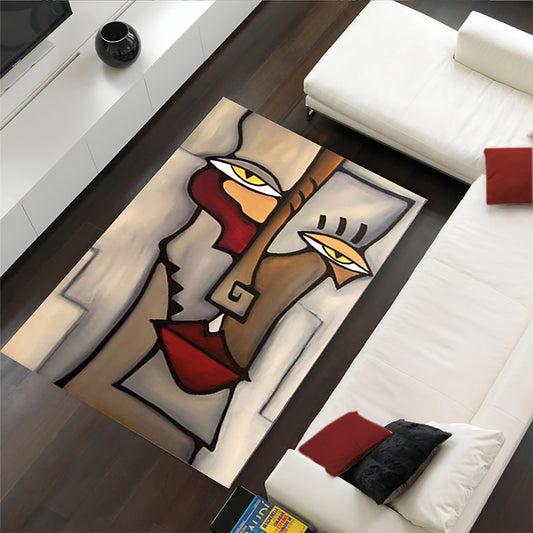 Abstract Face Design Rug – Modern Digital Printed Carpet – Multiple Sizes